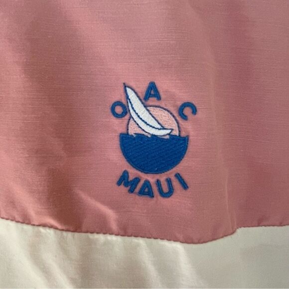 VTG Jammin Y2K Large Maui Logo Windbreaker Striped Pullover Retro Preppy Jacket - Picture 5 of 11
